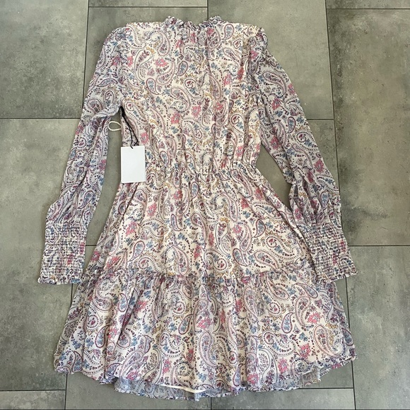 NEW LINI ivory opal smocked dress size XS multi - Picture 4 of 12